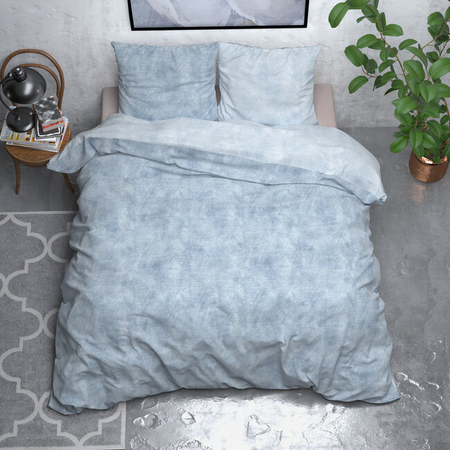 Flanel van gewassen katoen blauw 240 x 220