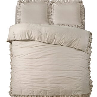 Sleeptime Ruffles taupe 140 × 200/220 - Duvet Cover