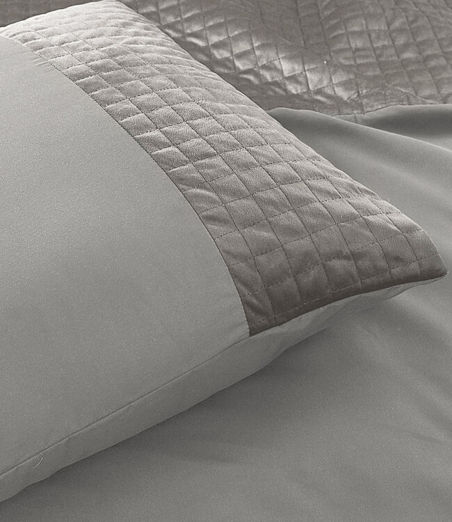 Fluwelen band zand/grijs 140 x 220