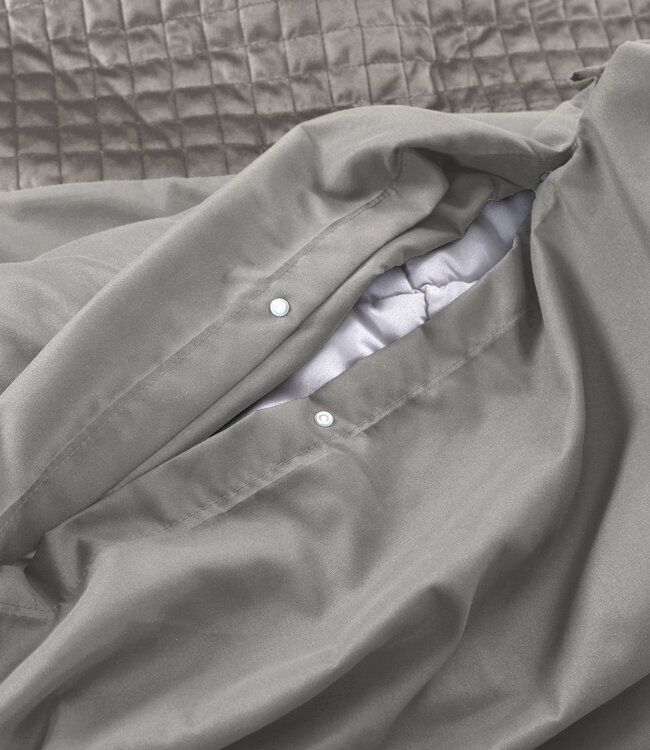 Fluwelen band zand/grijs 140 x 220