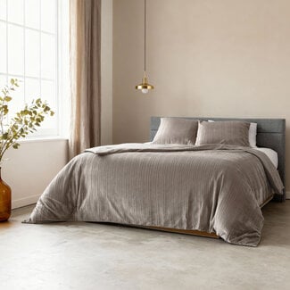 Linnick Velvet Duvet Cover Taupe/Gray 140 × 200/220