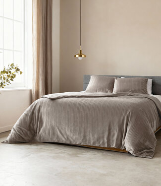 Linnick Fluwelen voering Taupe/Grijs 140 x 200/220