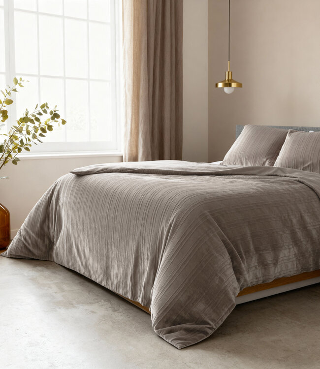 Fluwelen voering Taupe/Grijs 140 x 200/220