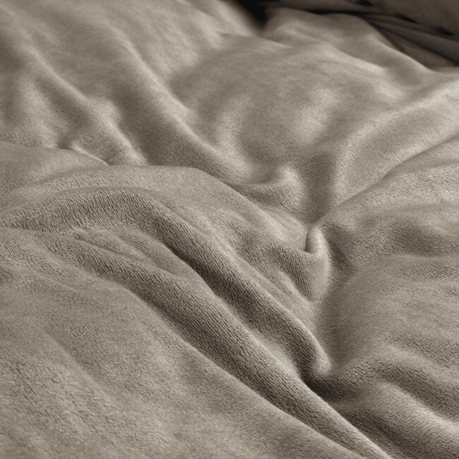 Fluweel effen taupe/grijs 240 x 200/220
