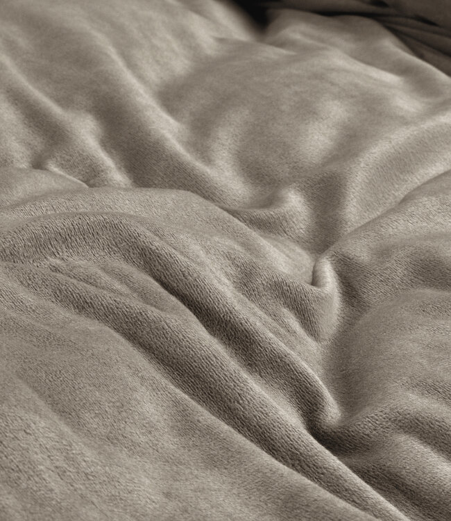 Fluweel effen taupe/grijs 240 x 200/220