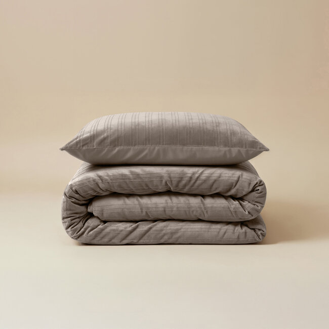Linnick Velvet Duvet Cover Taupe/Gray 140 × 200/220