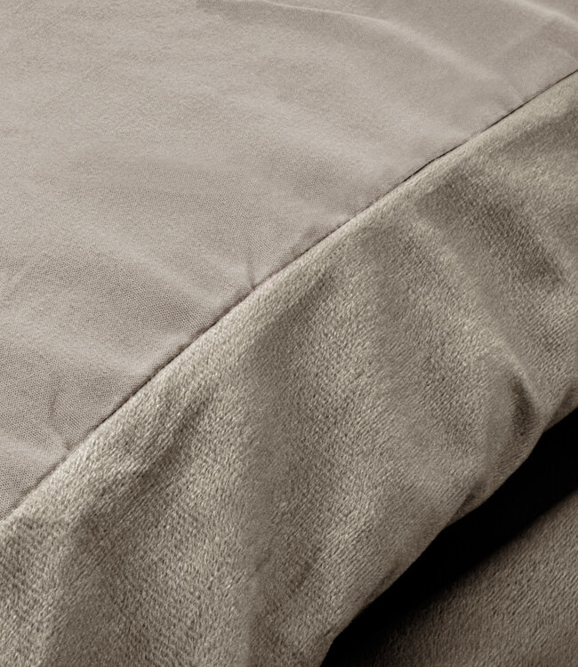 Fluweel effen taupe/grijs 240 x 200/220