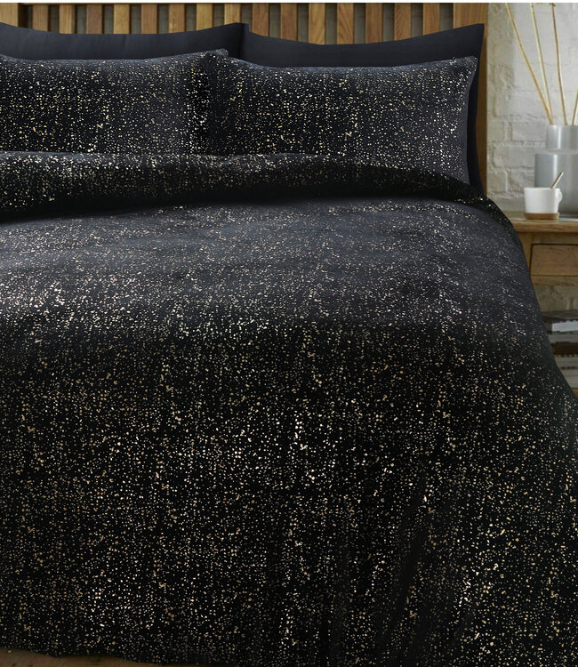 Glamour Flanel Sprankel Folie Zwart 240 x 200/220