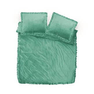 Sleeptime Velvet Ruffles Green 200 × 220 - Duvet Cover