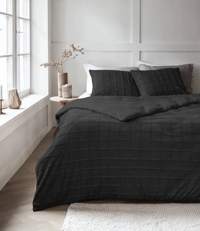 Nepbont geruit zwart 140x200/220