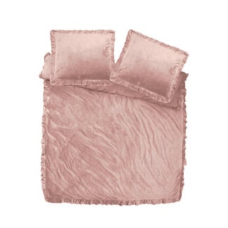 Sleeptime Velvet ruffles Dusty Pink 200 × 220 - Duvet Cover