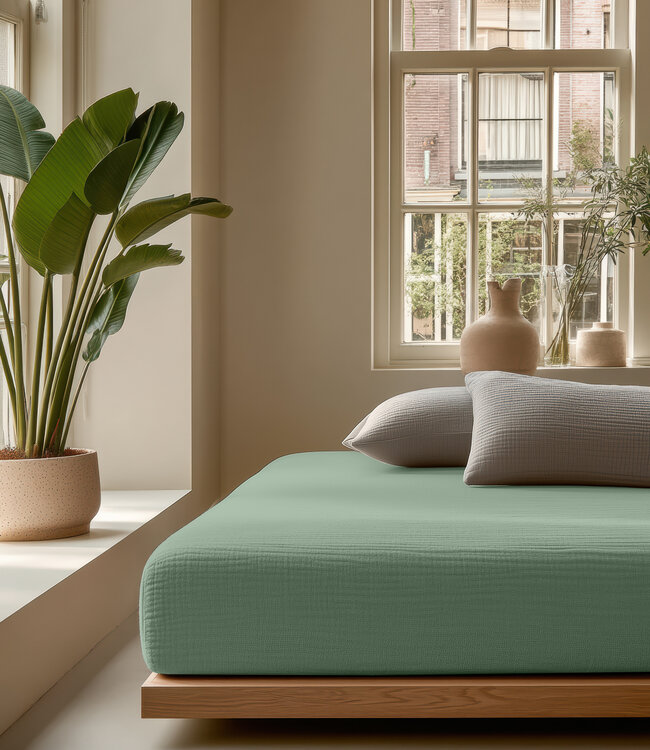 Mousseline groen 140 x 200 + 30