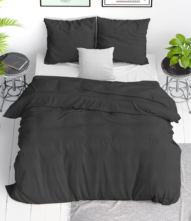 Stonewashed antraciet 140 x 220