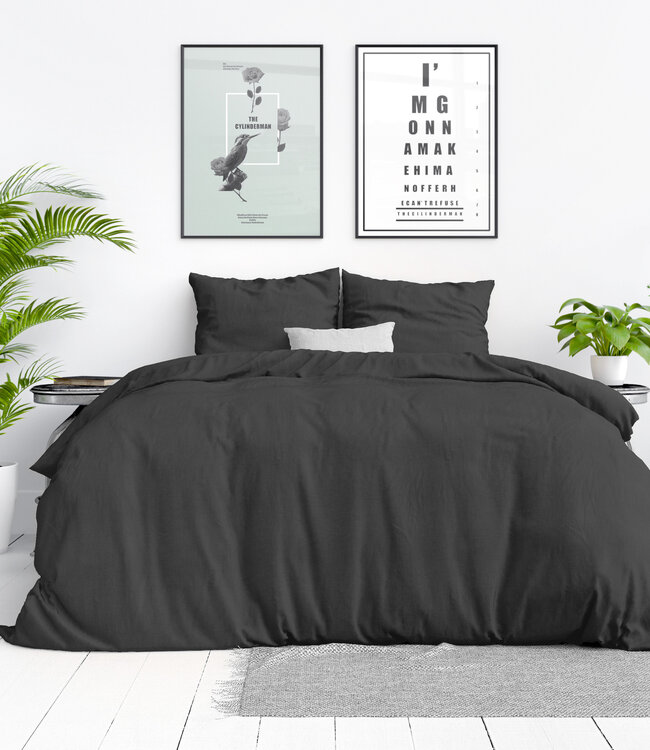 Stonewashed antraciet 140 x 220