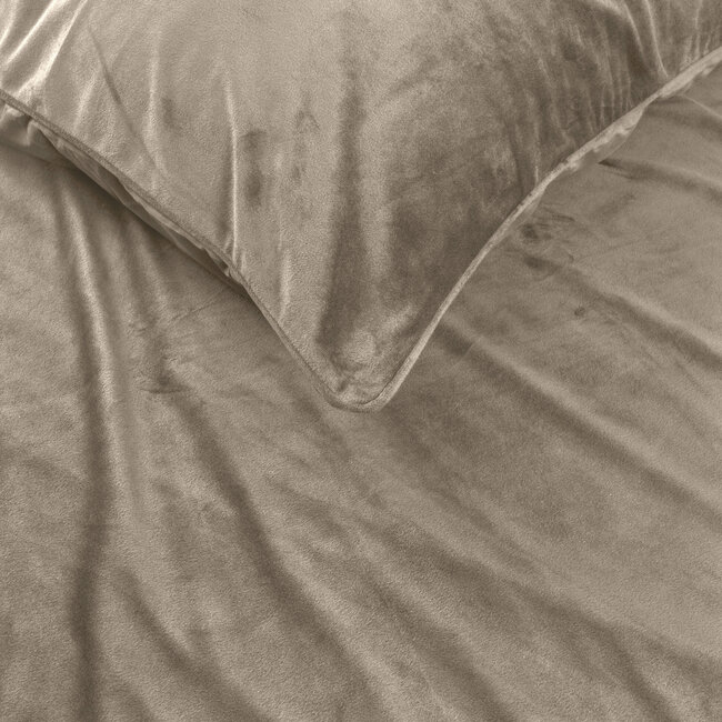 Fluwelen bies Taupe / Grijs 140 x 220