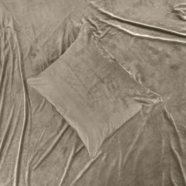 Fluwelen bies Taupe / Grijs 140 x 220