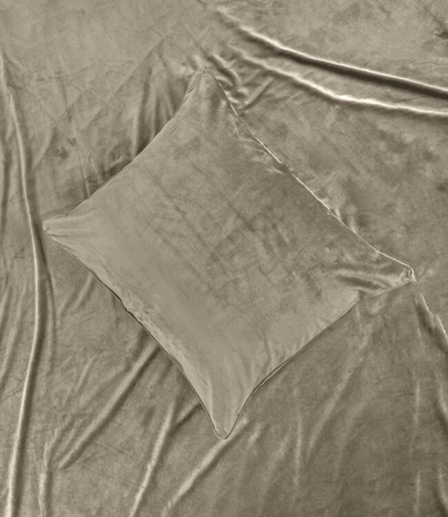 Fluwelen bies Taupe / Grijs 140 x 220