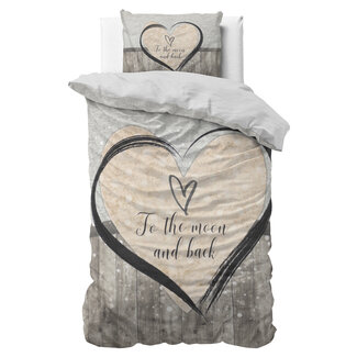 Sleeptime Ich liebe dich bis zum Mond und zurück 2 Grau 140 × 200/220 - Bettbezug