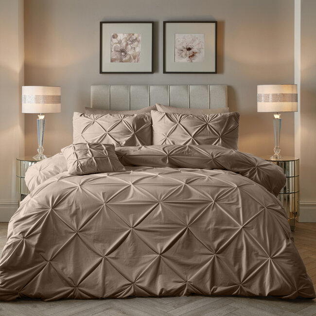 Fluwelen Pintuck Taupe 140 x 200/220