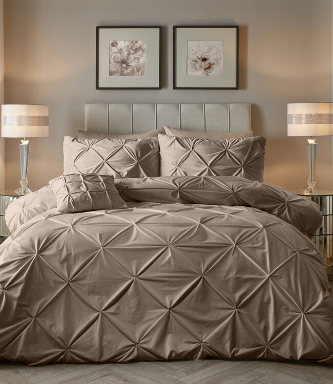 Fluwelen Pintuck Taupe 140 x 200/220