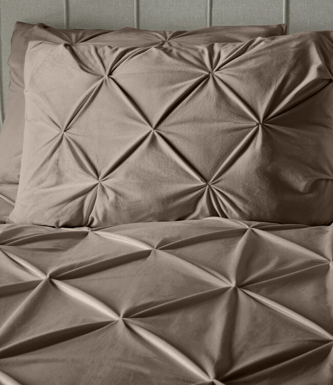 Fluwelen Pintuck Taupe 140 x 200/220