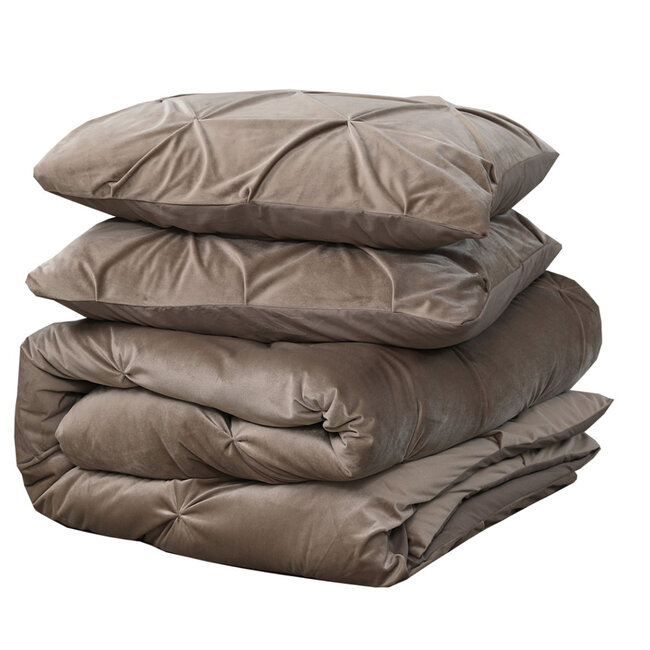 Fluwelen Pintuck Taupe 140 x 200/220