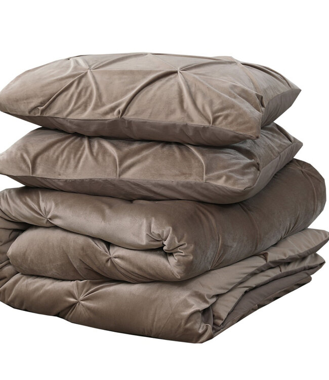 Fluwelen Pintuck Taupe 140 x 200/220