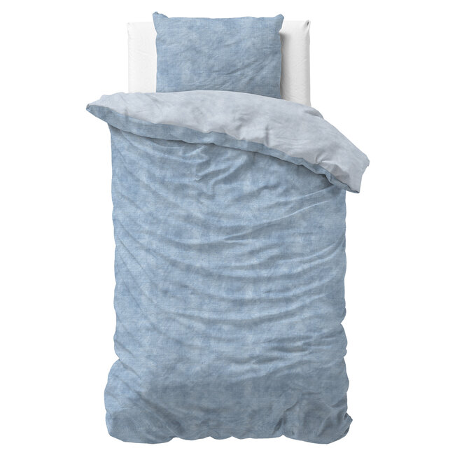 Gewassen katoenen flanel blauw 140 x 220