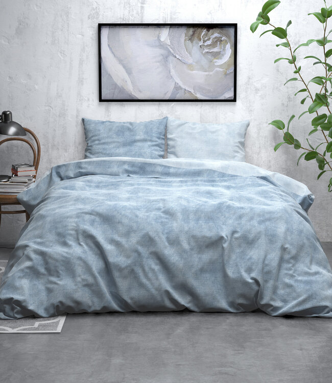 Gewassen katoenen flanel blauw 140 x 220