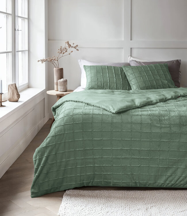 Geruit nepbont donkergroen 140x200/220