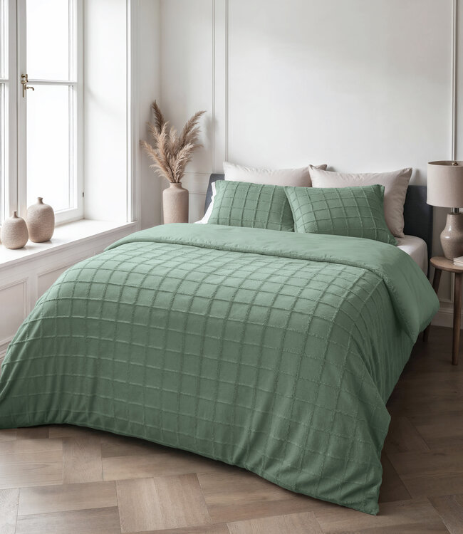 Geruit nepbont donkergroen 140x200/220