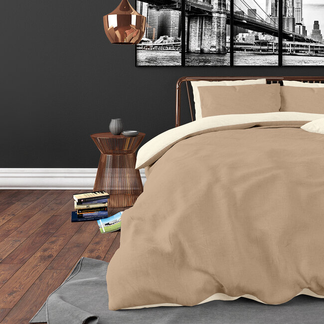 Dubbelzijdig crème/taupe 140 x 220