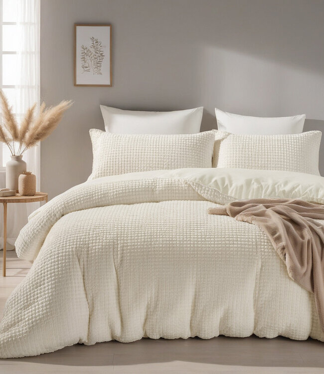 Geruit teddy beige 140 x 200/220