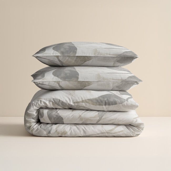 Sleeptime Leaf motif Silver gray 200 × 200/220 - Duvet Cover