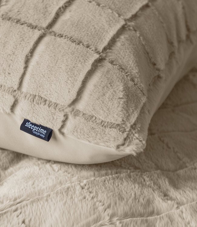 Nepbont met ruitpatroon beige 140x200/220