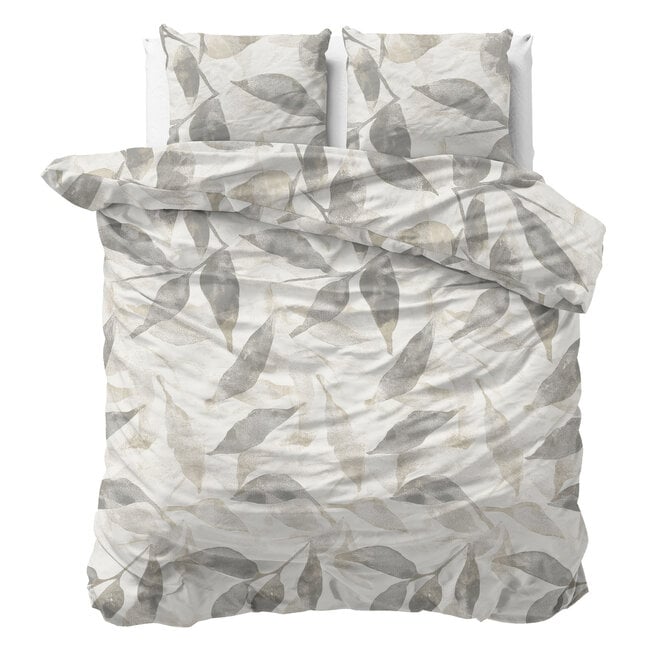 Sleeptime Leaf motif Silver gray 200 × 200/220 - Duvet Cover