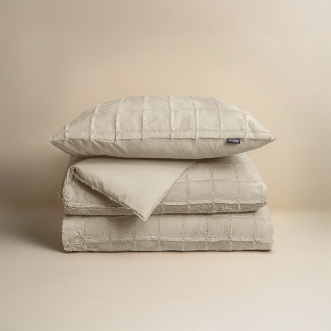 Nepbont met ruitpatroon beige 140x200/220
