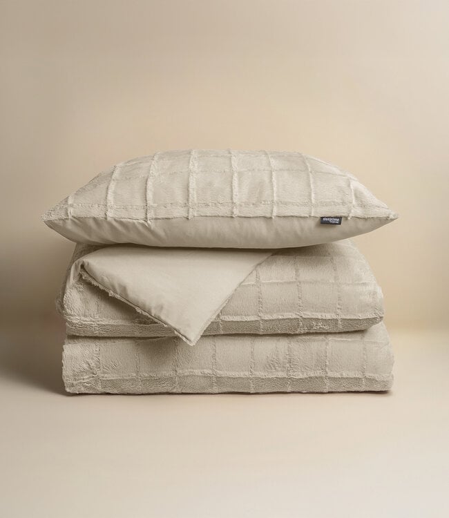 Nepbont met ruitpatroon beige 140x200/220