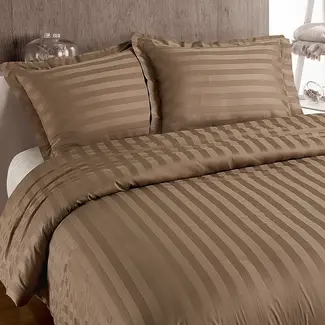Primaviera Deluxe Hotelstreifen Taupe 140 × 200/260 - Bettbezug