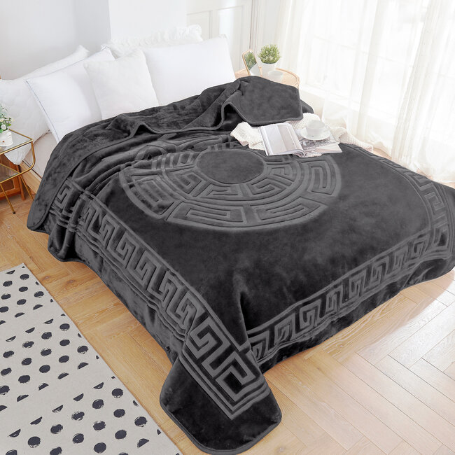 Geëmbosseerde Zeta Deken Antraciet