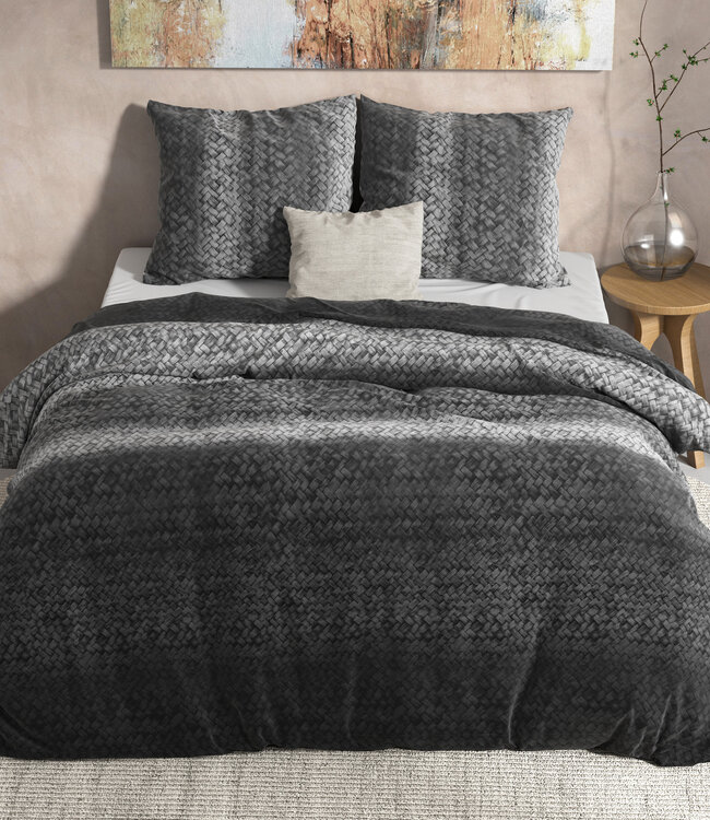 DH Flanel met kleurverloop, gebreid, antraciet 240 x 220