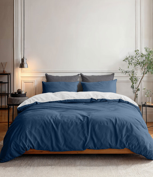 Dubbelzijdig marineblauw/wit 200 x 220