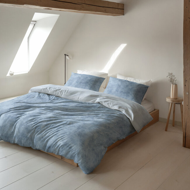 Flanellen gewassen katoen blauw 200 x 220