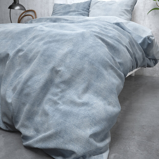 Flanellen gewassen katoen blauw 200 x 220