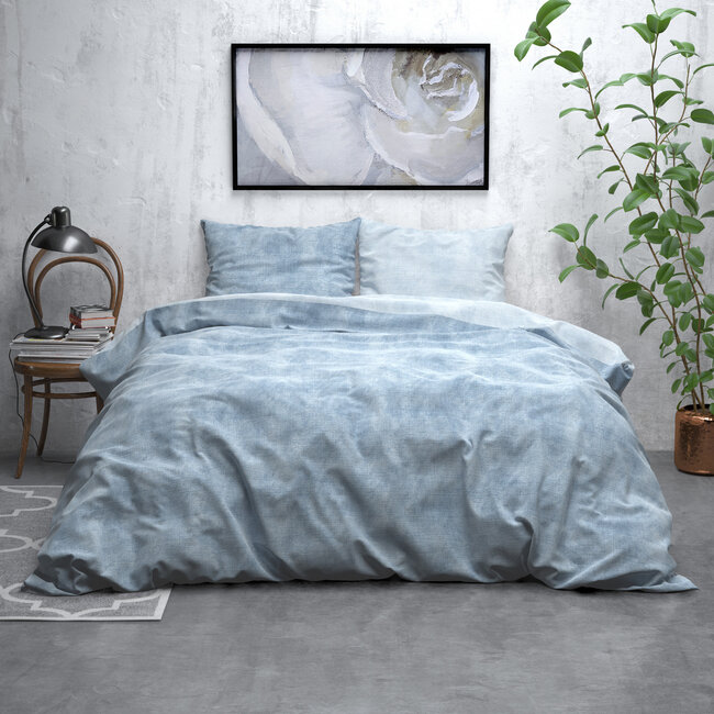 Flanellen gewassen katoen blauw 200 x 220