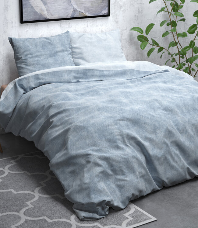 Flanellen gewassen katoen blauw 200 x 220