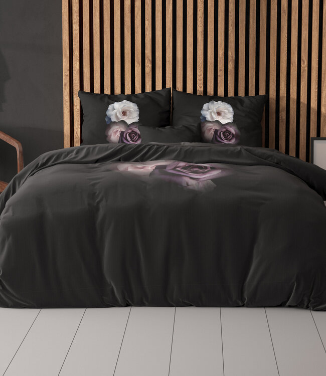 Diepe Bloemen Zwart 140 x 200/220