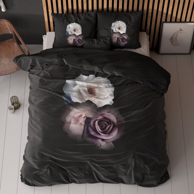 Diepe Bloemen Zwart 140 x 200/220