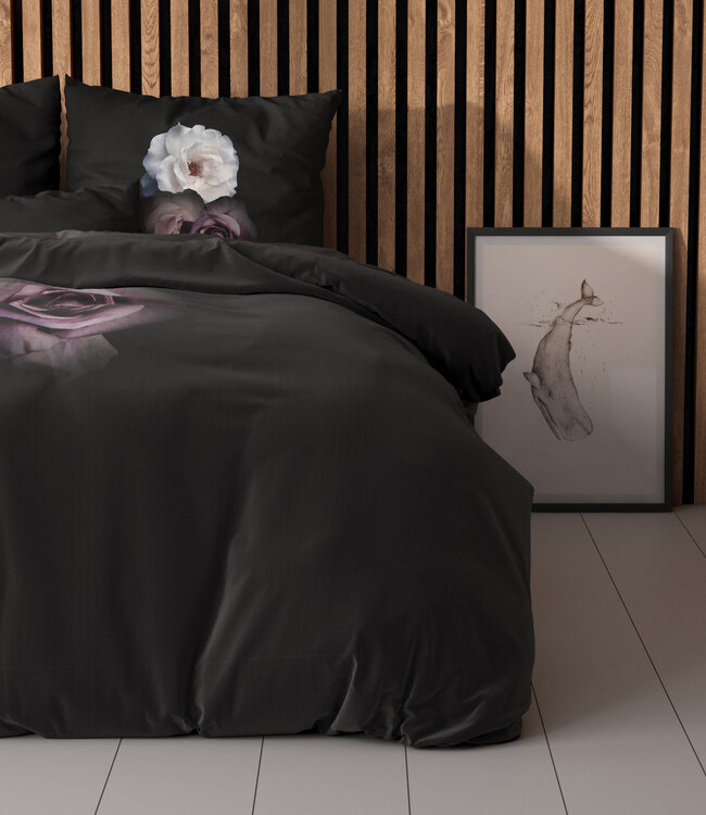 Diepe Bloemen Zwart 140 x 200/220