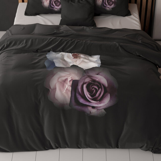 Diepe Bloemen Zwart 140 x 200/220